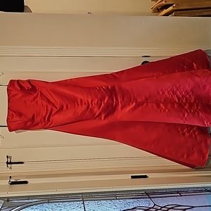 Long strapless red dress